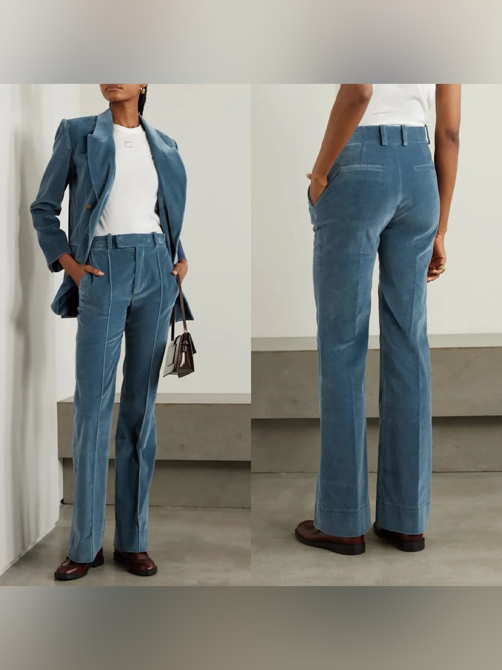 NWT FRAME Slim Stacked Velvet Trousers